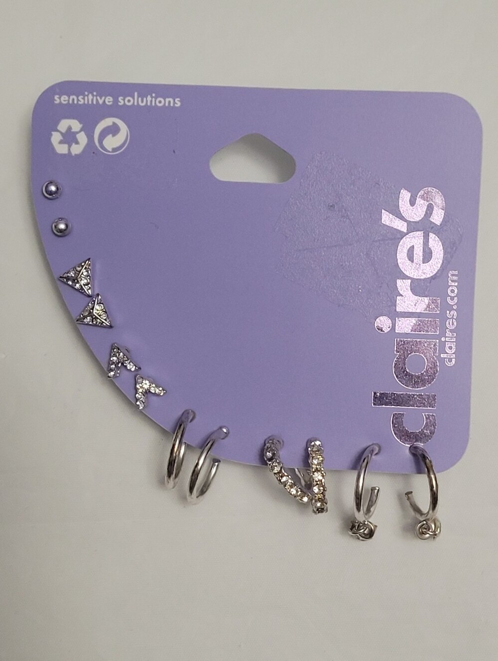 NIP Claire's Sensitive Solutions 6 Pairs Hoop Stud Earrings